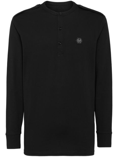 Philipp Plein logo-patch long-sleeve cotton T-shirt Men