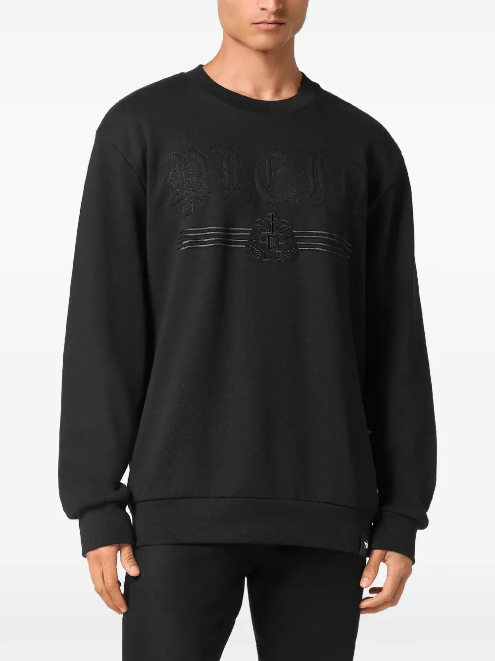 Philipp Plein Katoenen sweater met logo-reliëf Zwart