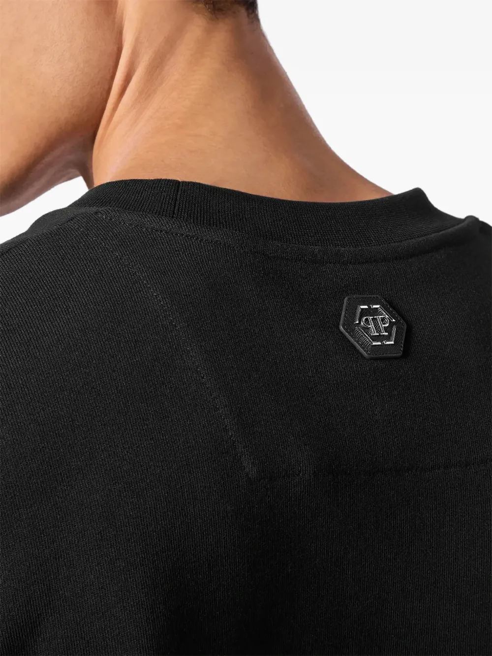Philipp Plein Katoenen sweater met logo-reliëf Zwart