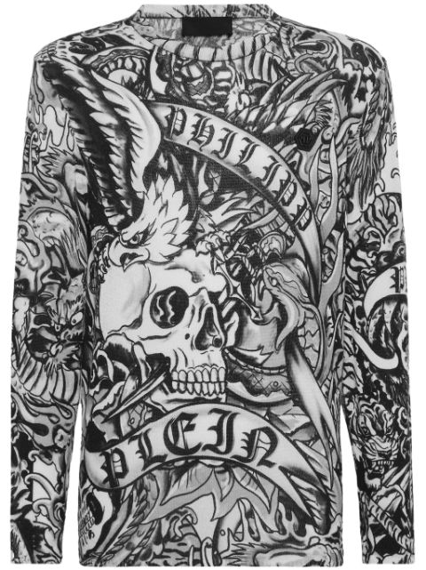 Philipp Plein tattoo-print cashmere sweatshirt Men