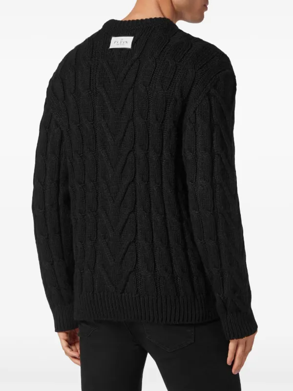 Philipp Plein tiger-appliqué Wool Jumper Black FARFETCH IN