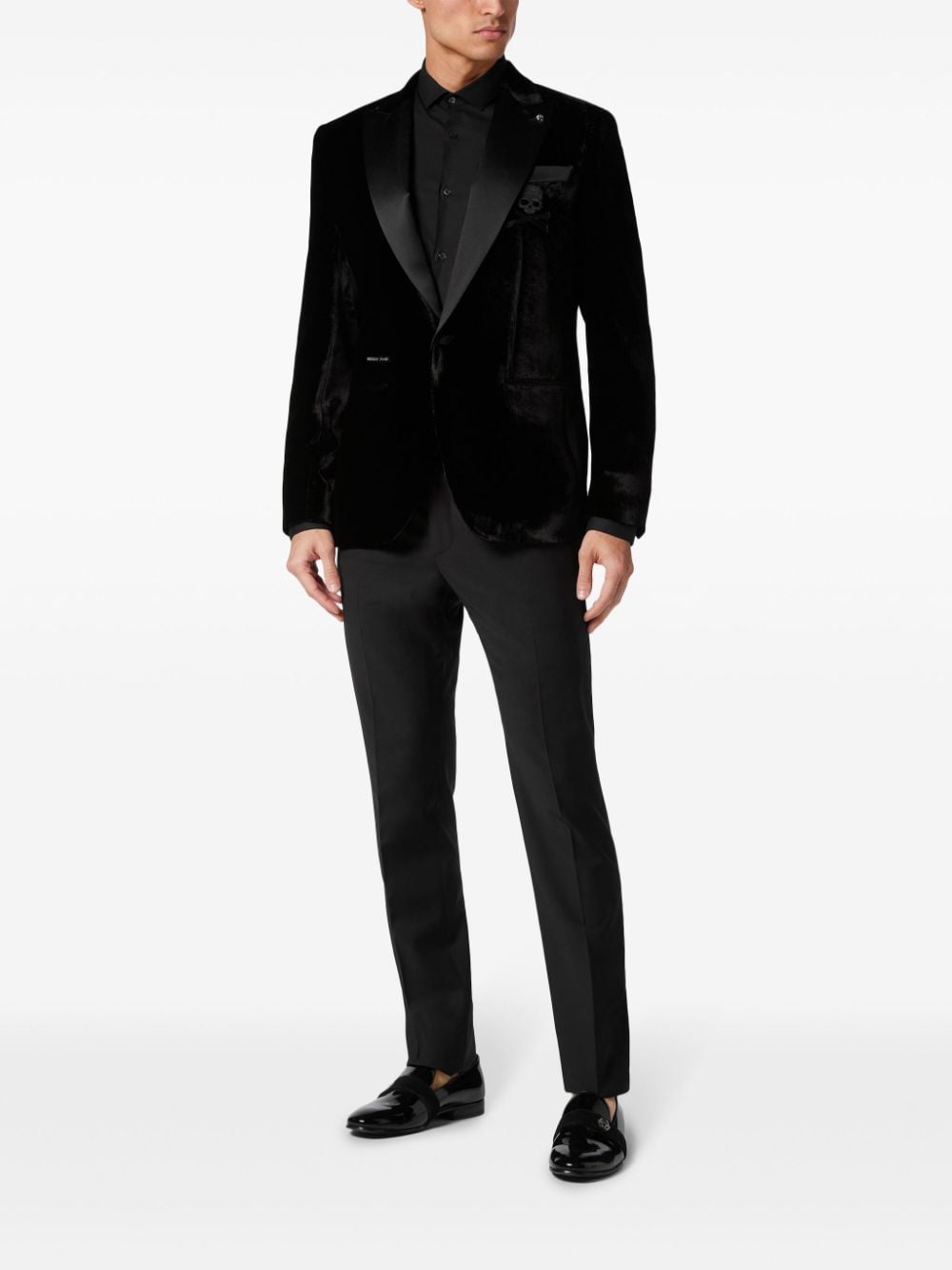 Philipp Plein Lord fluwelen blazer met enkele rij knopen - Zwart