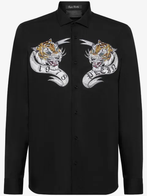 Philipp Plein camisa con motivo Gothic Plein