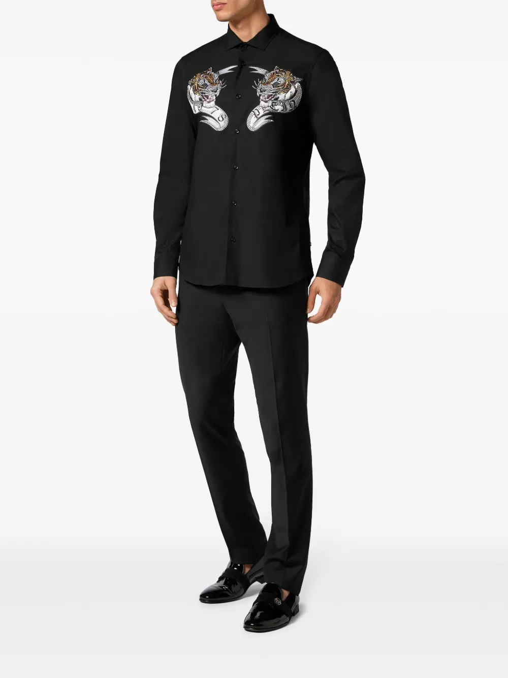 Philipp Plein Overhemd met logoprint - Zwart