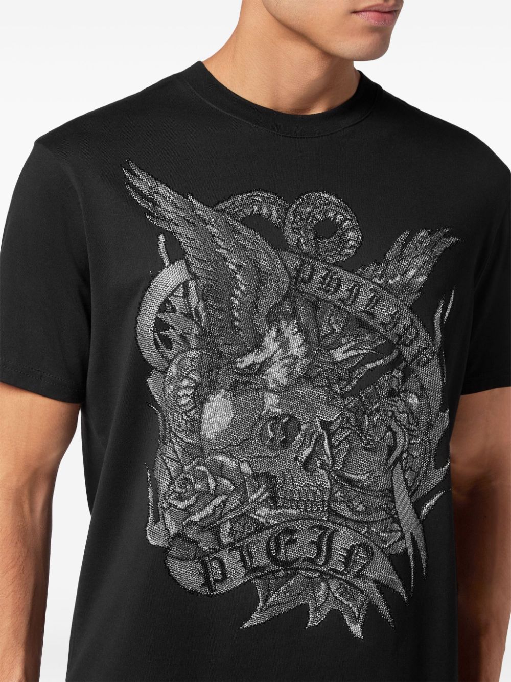 Shop Philipp Plein Ss Tattoo Print T-shirt In Black