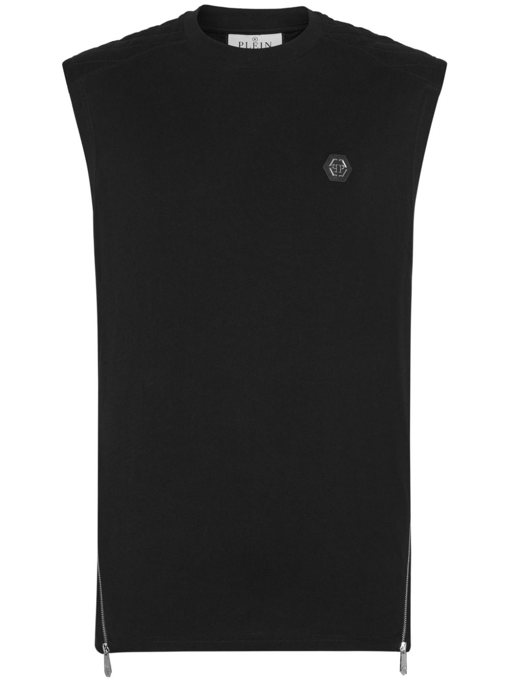 Philipp Plein Logo-appliqué Cotton Tank Top In Black