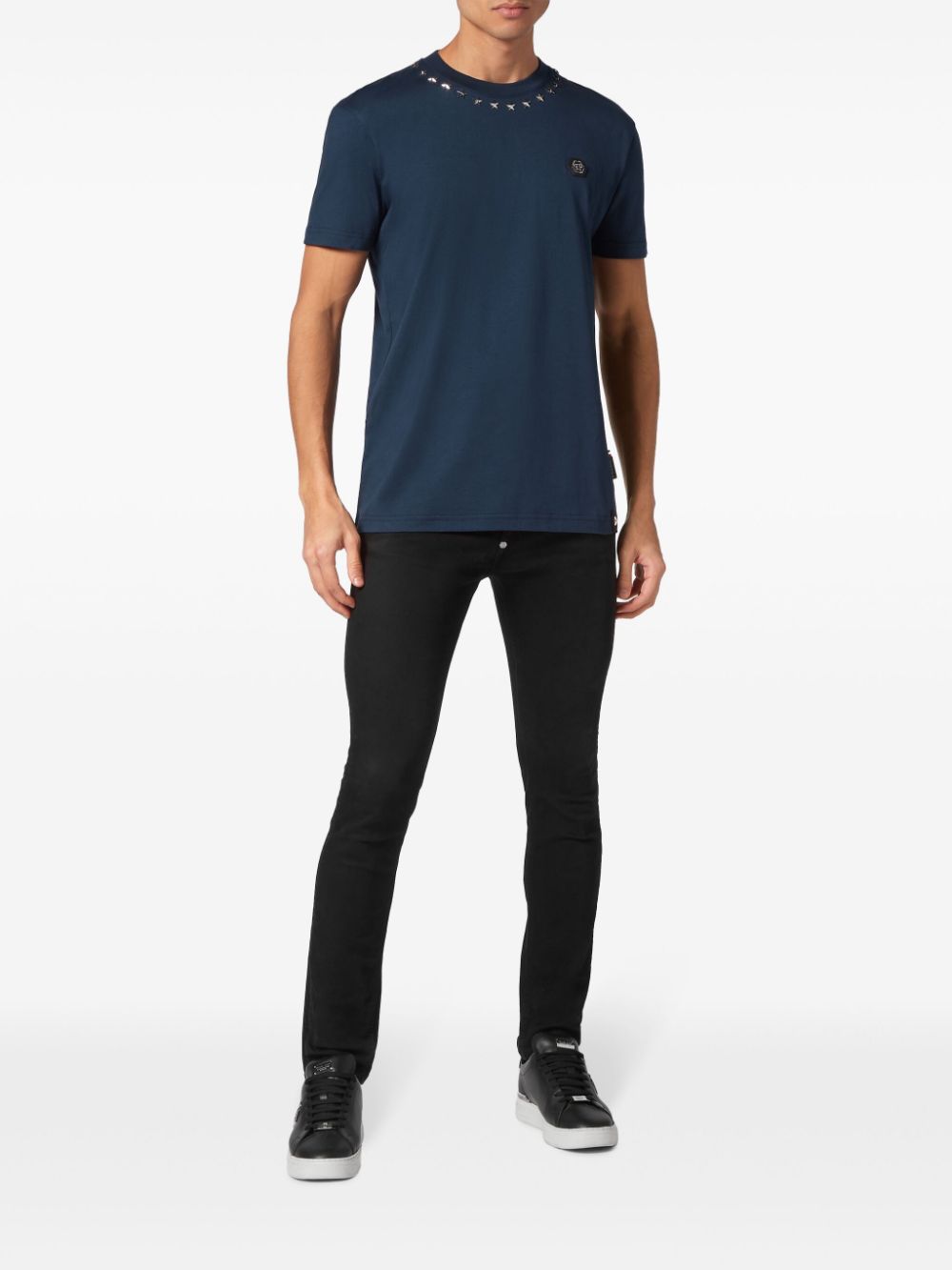 Philipp Plein T-shirt met logoplakkaat - Blauw