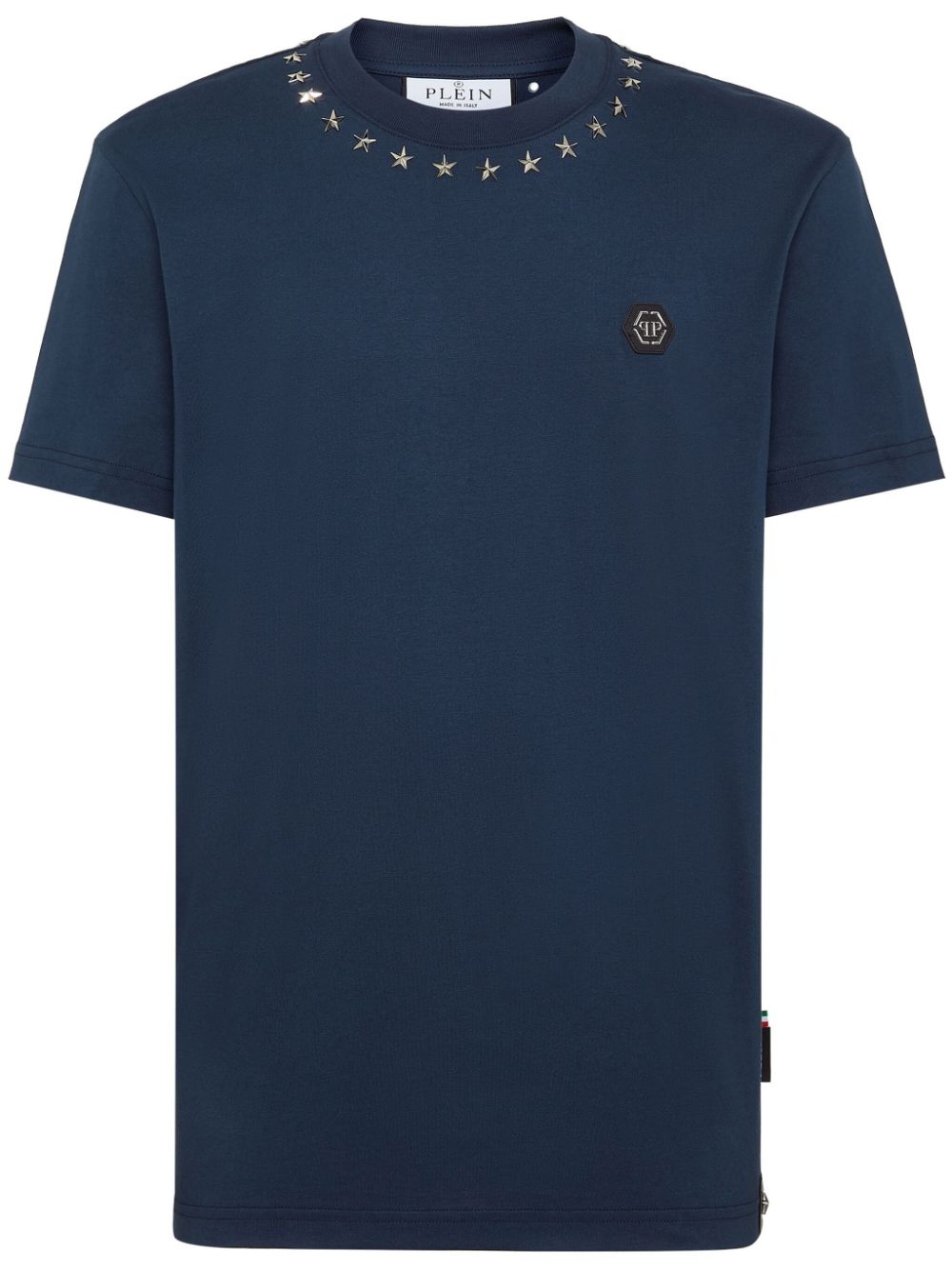Philipp Plein Logo-plaque Cotton T-shirt In Blue