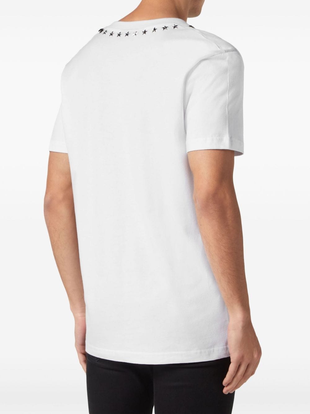 Shop Philipp Plein Star-stud Cotton T-shirt In White