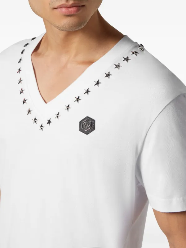 PEILIPP PLEIN HOMME フィリッププレイン Tシャツ スタッズ Philipp Plein スタースタッズ Tシャツ | ホワイト | FARFETCH JP