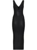 Philipp Plein coated ribbed-knit midi dress - Black