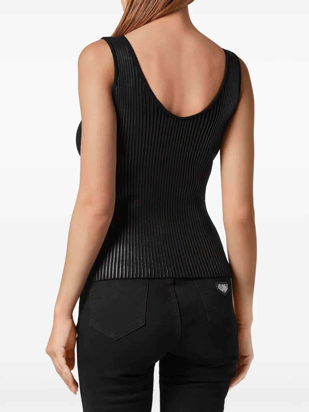PHILIPP PLEIN COATED RIBBED-KNIT TANK TOP
