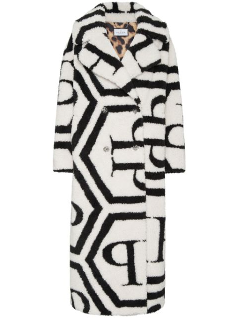 Philipp Plein monogram faux-fur coat Women