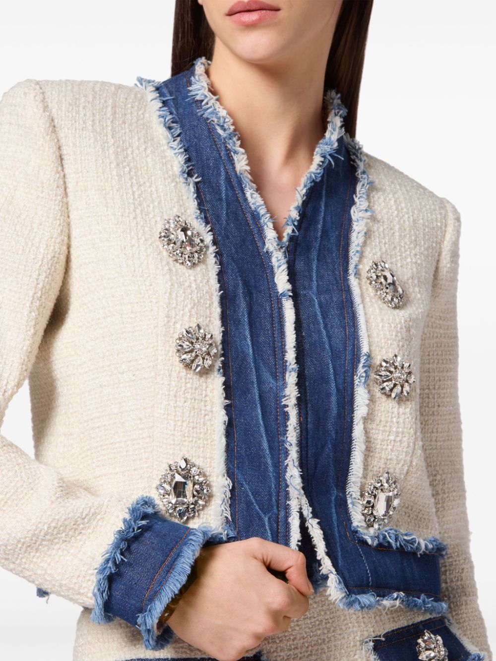 Philipp Plein crystal-embellished tweed jacket Women