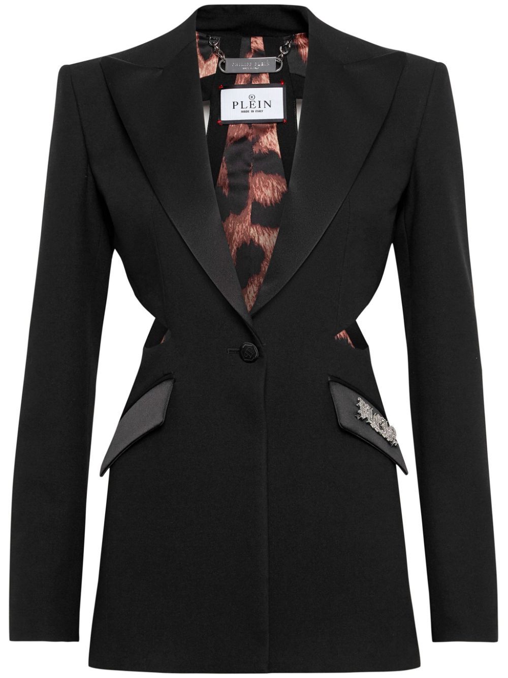 Philipp Plein Cut-out Single-breasted Blazer In Brown