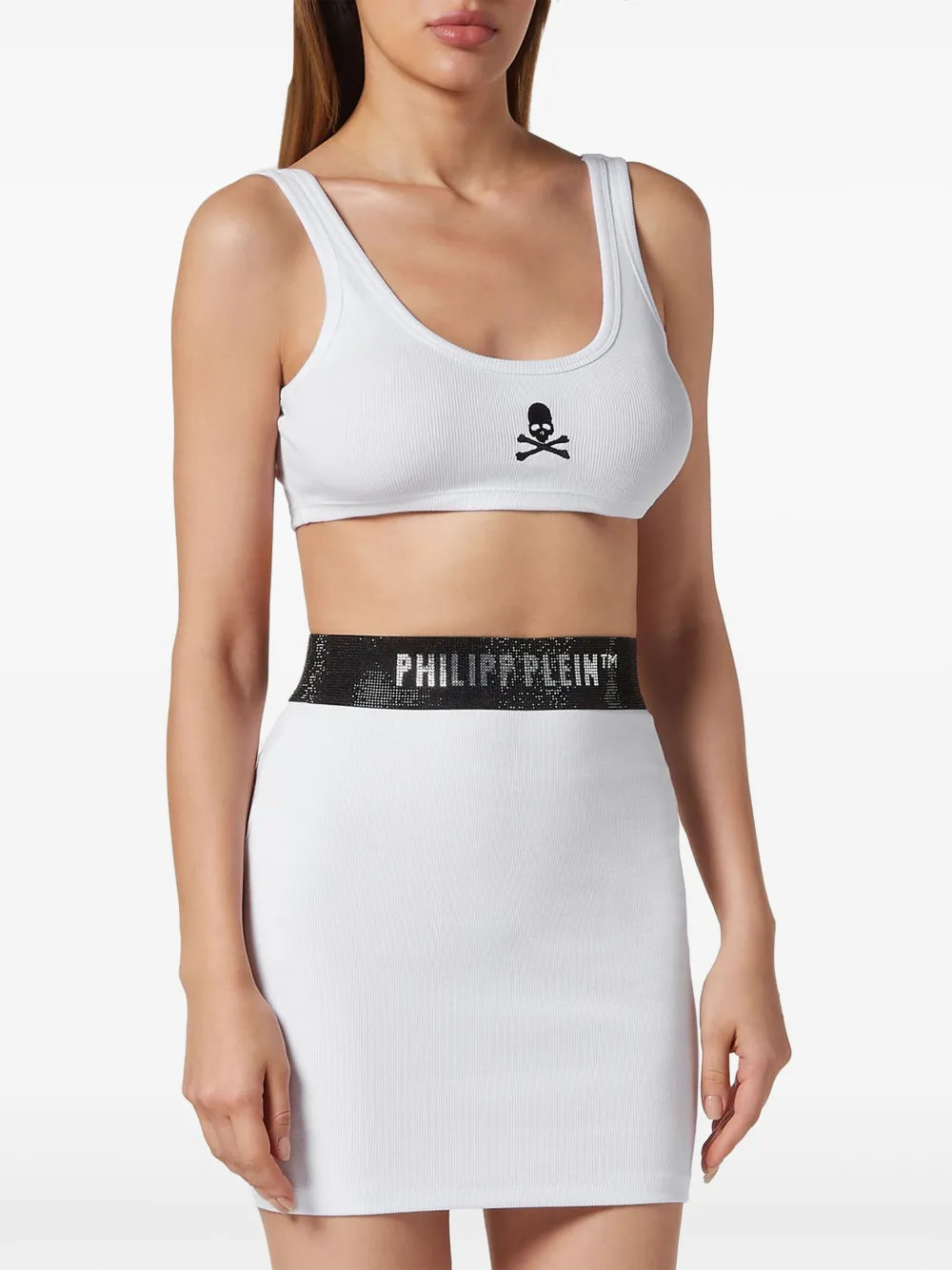 Philipp Plein Cropped tanktop met print - Wit