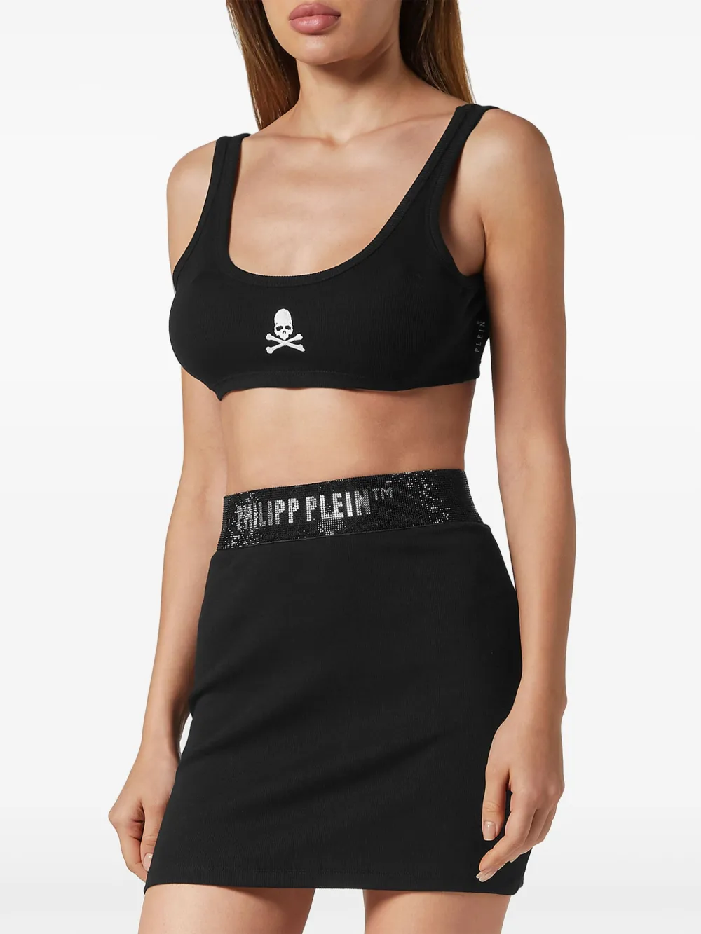 Philipp Plein Cropped tanktop met print - Zwart