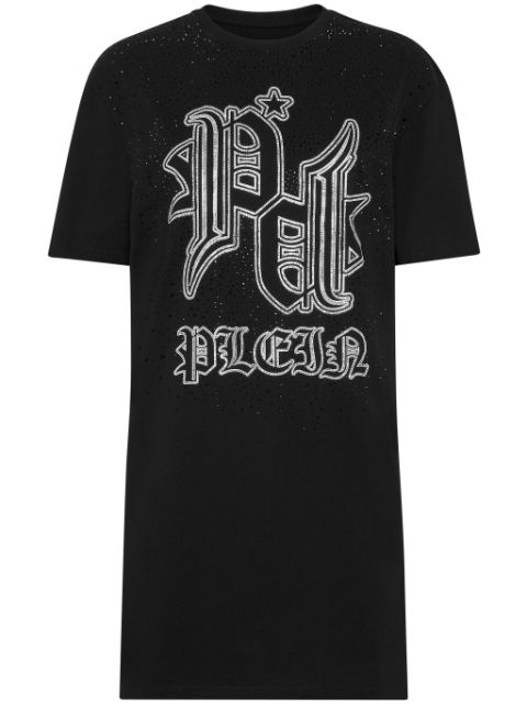 Philipp Plein crystal embellished logo dress Women