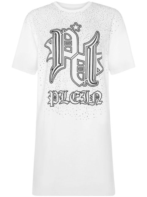 Philipp Plein crystal logo T-shirt dress Women