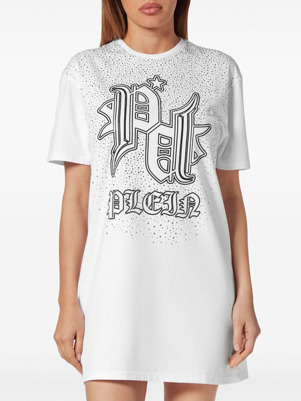 Philipp Plein crystal logo T-shirt dress Women