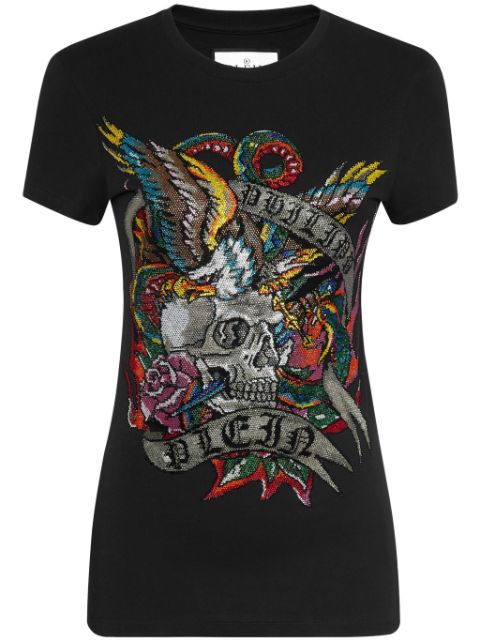 Philipp Plein Crystals Tattoo cotton T-shirt Women