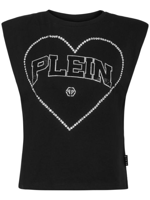 Philipp Plein Strass heart cotton tank top Women