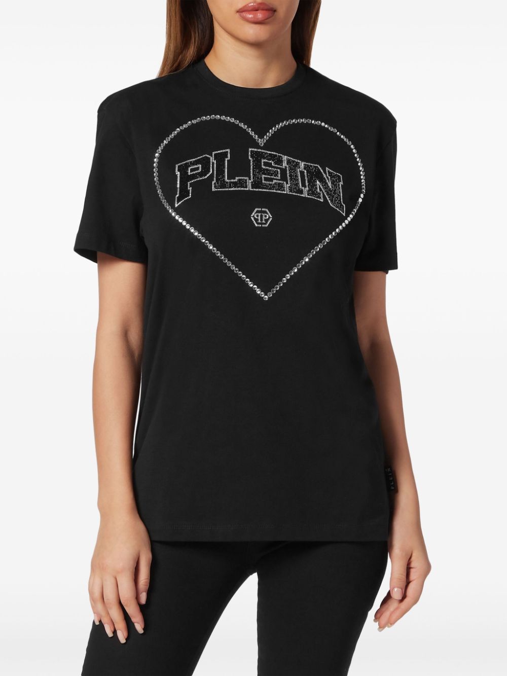 Philipp Plein Katoenen T-shirt met hartpatroon - Zwart