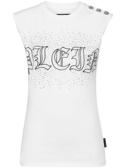 Philipp Plein crystal-embellished cotton tank top Women