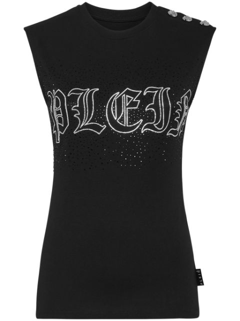 Philipp Plein crystal-embellished cotton tank top Women