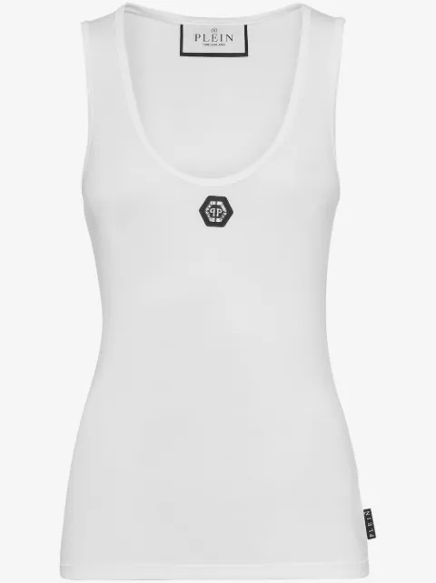 Philipp Plein logo-appliquéd cotton tank top