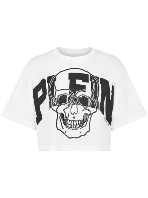 Philipp Plein skull-print cropped cotton T-shirt Women