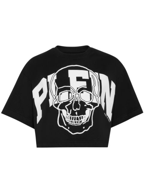 Philipp Plein skull-print cropped cotton T-shirt Women