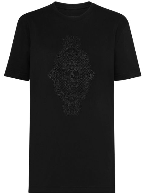 Philipp Plein skull-embroidered cotton T-shirt Women