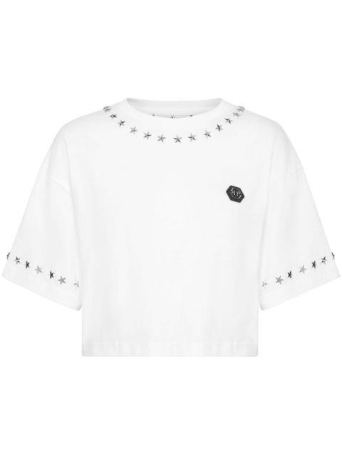 Philipp Plein star-studded cotton cropped top Women