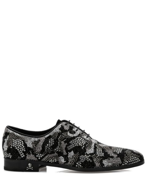 Philipp Plein crystal-embellished leather Oxford shoes Men