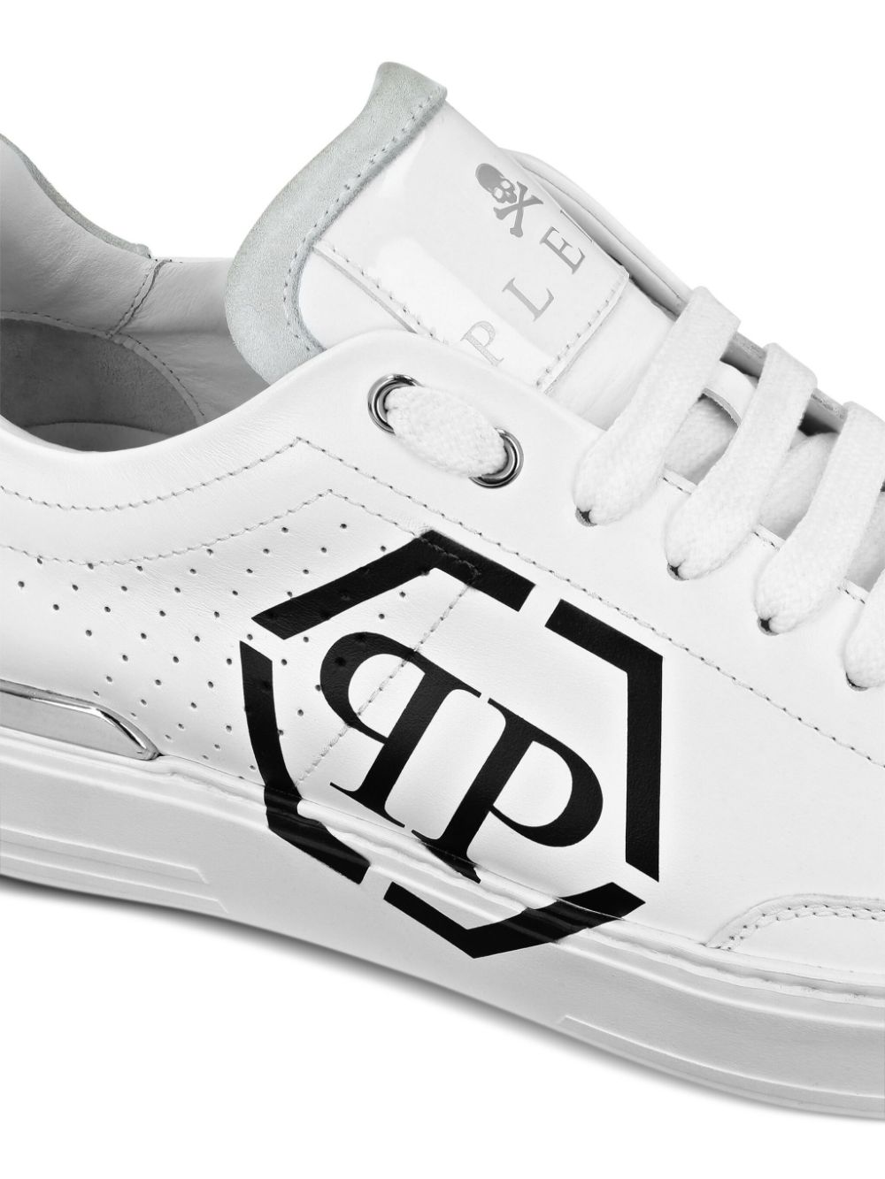 Philipp Plein Hexagon leren sneakers Wit