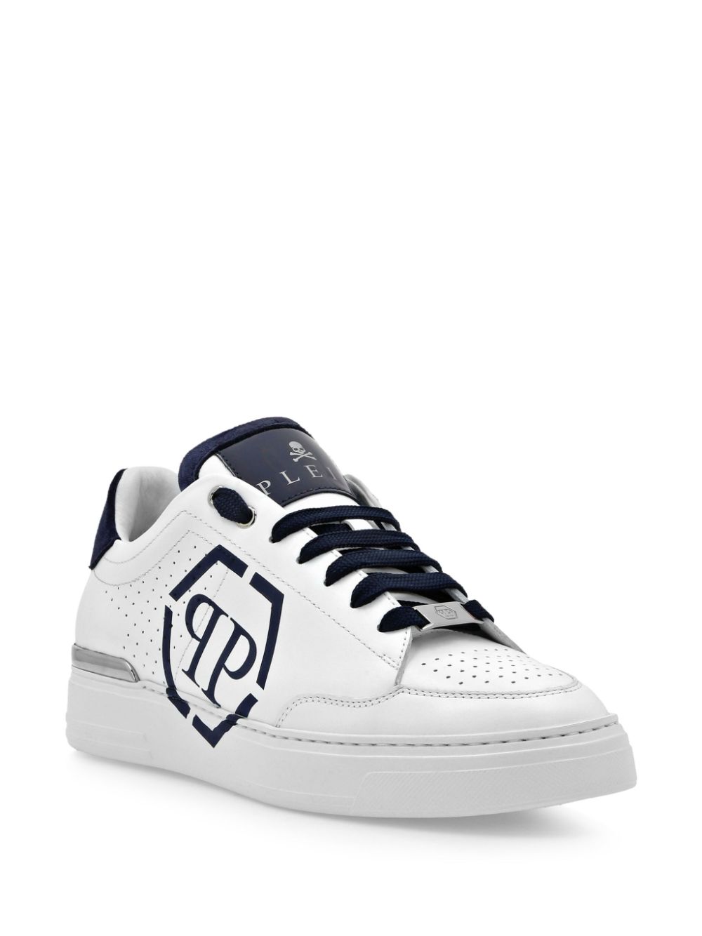 Shop Philipp Plein Hexagon Leather Sneakers In White