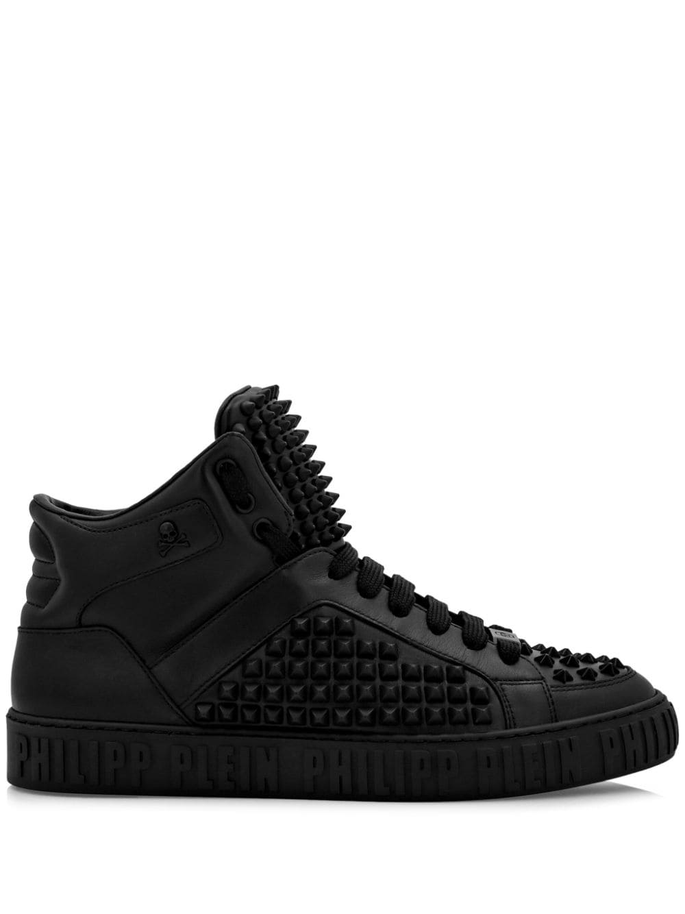 Philipp Plein Spike Stud-detailing Leather Sneakers In Black