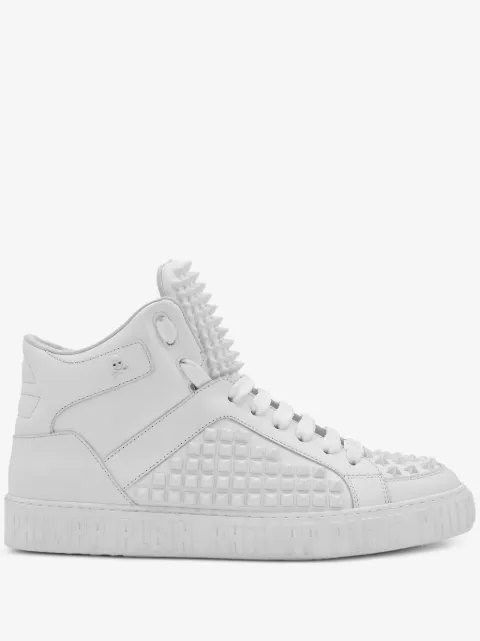 Philipp Plein tenis mid-top con efecto de púa
