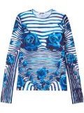 Jean Paul Gaultier Morphing floral-print top - Blue