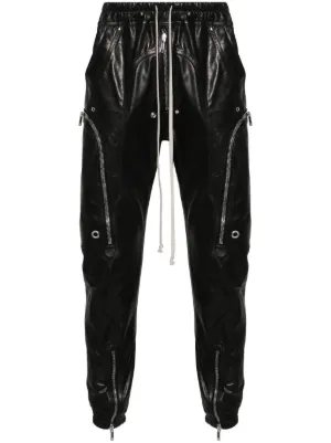 Rick Owens Bauhaus Leather Cargo Pants | Black | FARFETCH JO