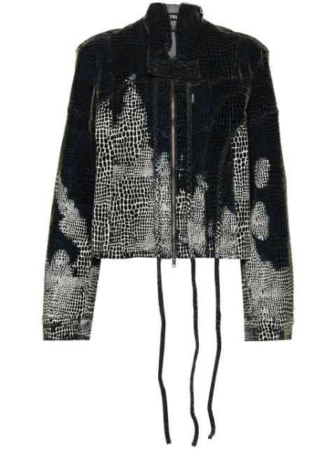 Ottolinger velvet-print cropped denim jacket 