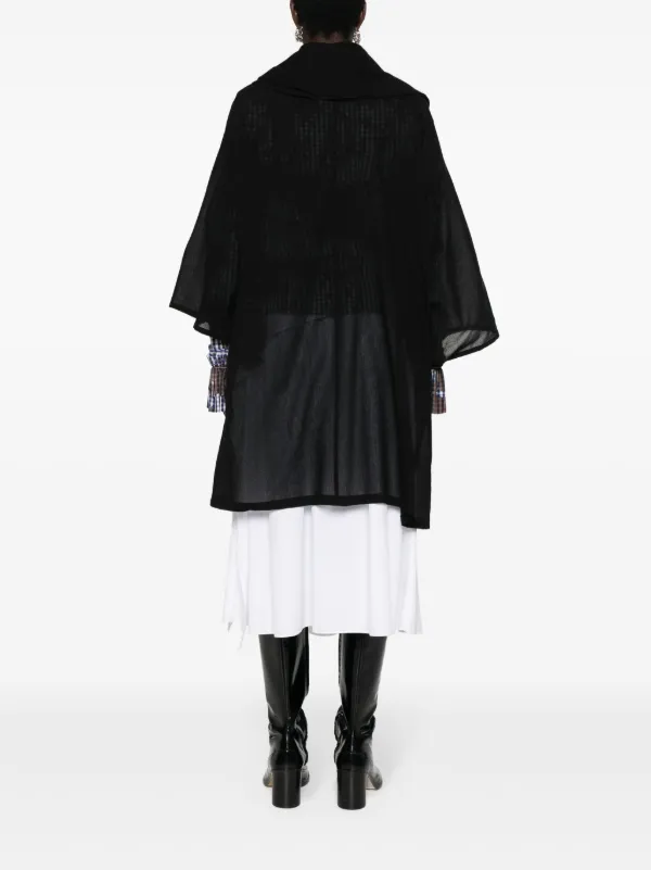 Yohji Yamamoto Casaco Midi Drapeado Texturizado | Preto Yohji Yamamoto Casaco Midi Drapeado Texturizado | Preto