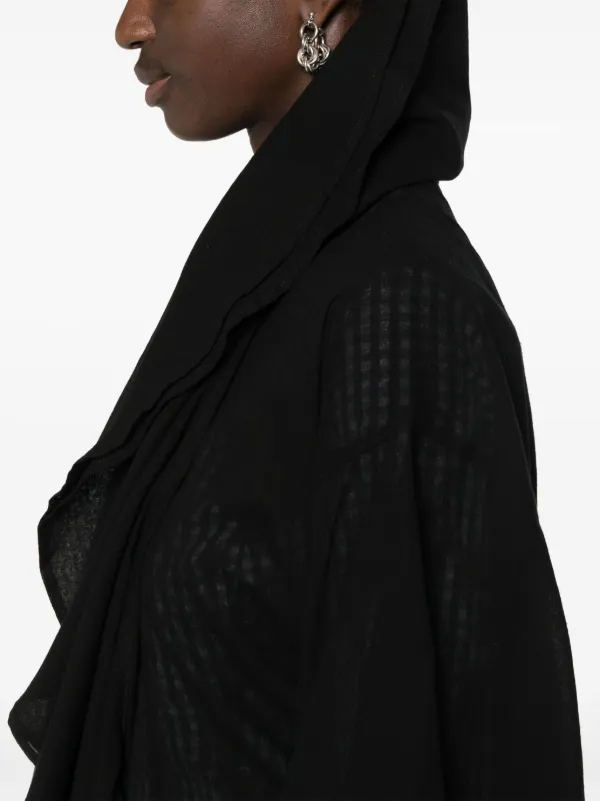 Yohji Yamamoto Casaco Midi Drapeado Texturizado | Preto Yohji Yamamoto Casaco Midi Drapeado Texturizado | Preto