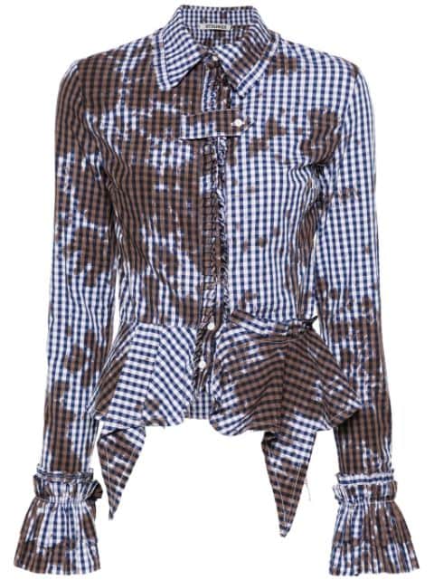 Ottolinger stained gingham ruffled shirt