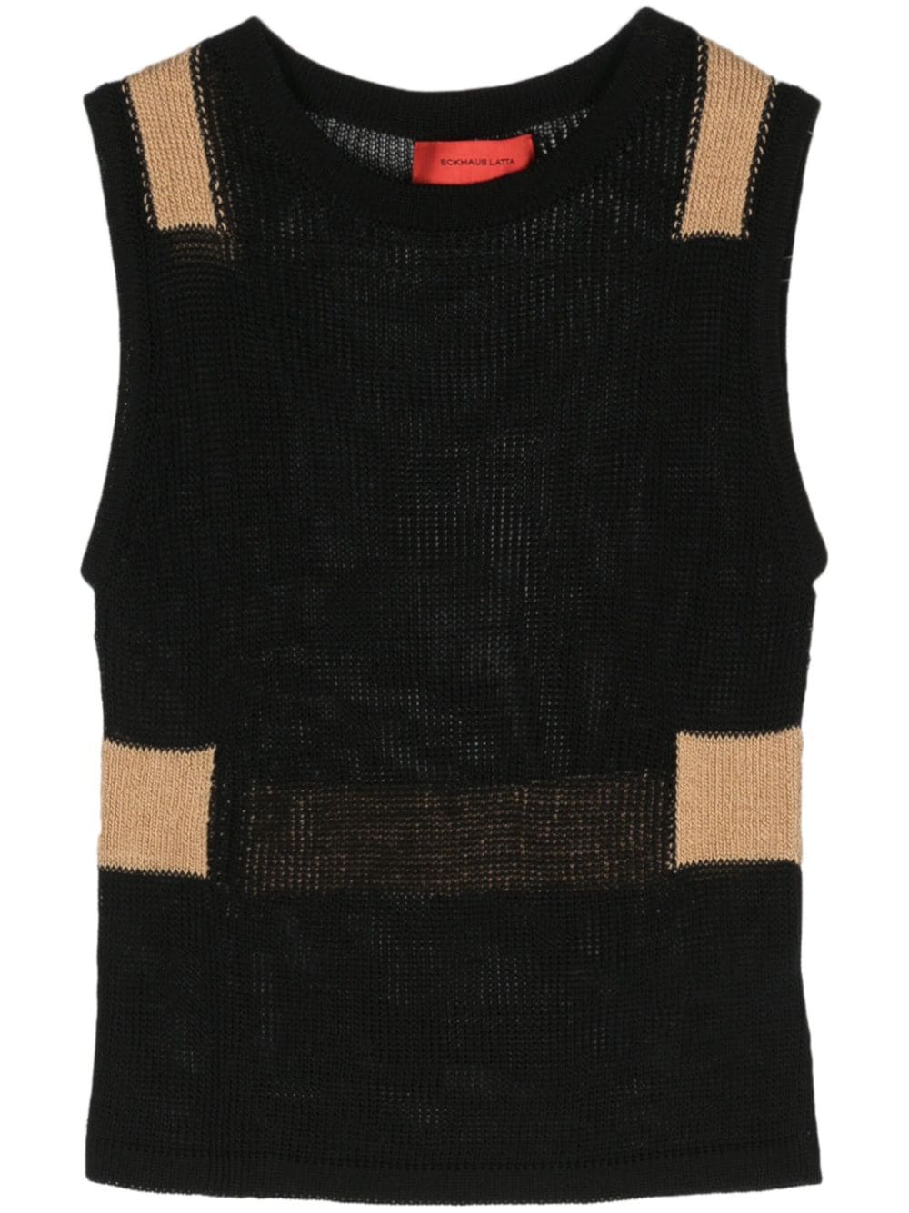 Eckhaus Latta Colour-block Sleeveless Knitted Top In 黑色