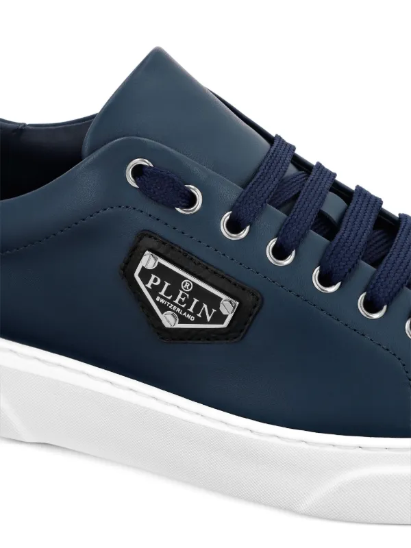Philipp Plein Lo Top Calf Leather Trainers Blue FARFETCH TH