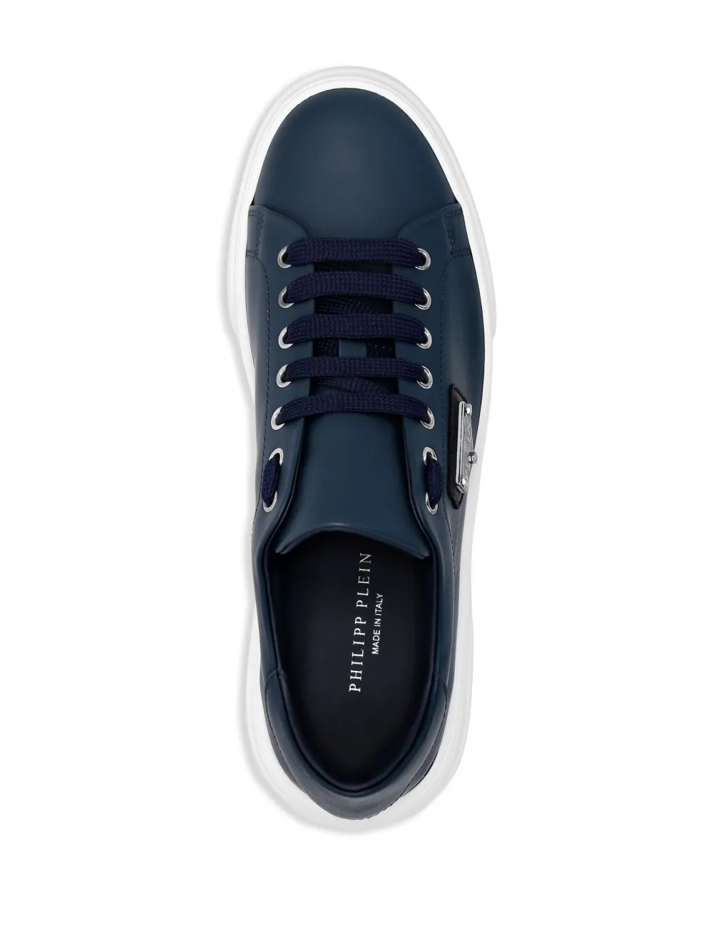 Philipp Plein Lo-Top calf leather trainers Blue