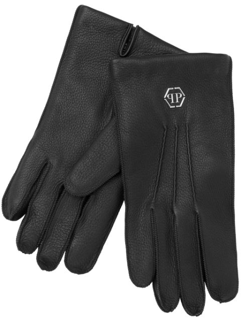 Philipp Plein applique-logo leather gloves Men