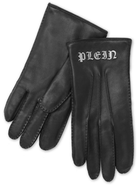 Philipp Plein applique-logo leather gloves Men